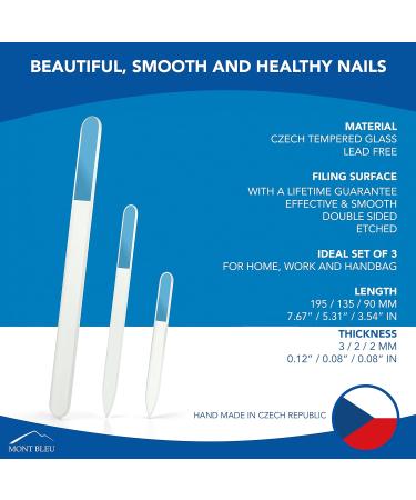 Glass file - Mont Bleu Set of 3 Crystal Nail Files in Pouch - Personalised gifts for women - Genuine Czech Tempered Glass - Handmade in Czech Republic - Glass Nail Files for Natural Nails Cayenne Red - Buy Online on GoSupps.com