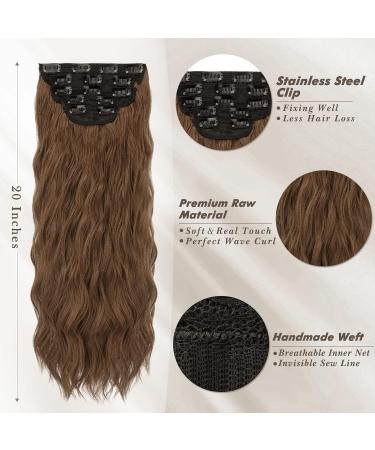 BARSDAR Clip In Extensions - 5 PCs Long Wavy Synthetic Hair Thick & Natural Dark Brown Mix Auburn 50 cm for Women & Girls - Buy Online on GoSupps.com
