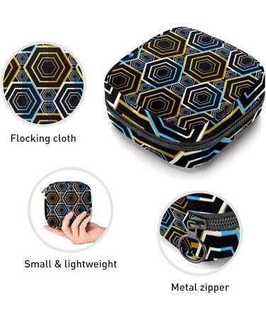 Geometric Hexagonal Rhombus Sanitary Napkin Storage Bag - Portable Period Pouch for Women & Girls - 1Pcs Multi-colored - Buy Online on GoSupps.com