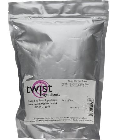 Twist Ingredients Silver Glimmer Sugar 1Kg Silver 1 kg (Pack of 1) - Buy Online on GoSupps.com