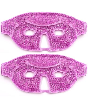 Cooling Eye Mask Reusable Cold Eye Mask for Hot Cold Treatment for Eye Strain Eye Swelling Eye Redness Puffy Eyes Dark Circles Smooth Fine Lines and Eye Recover Surgery. 2 Packs Half Face Mask