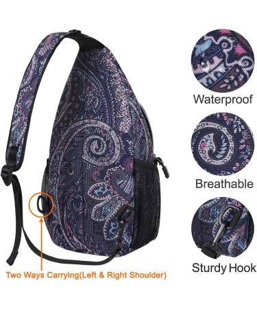 MOSISO Navy Blue Sling Backpack Daypack for Travel & Hiking - Crossbody Shoulder Bag with Totem Texture - Buy Online on GoSupps.com