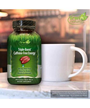 Buy Irwin Naturals Triple-Boost Caffeine-Free Energy | No Jitters Boost Focus & Brain Power | 75 Liquid Softgels - International Shipping Available - Buy Online on GoSupps.com