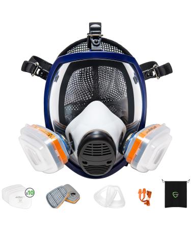 AirGearPro G-750 Respirator Full Face Mask with A1P2 Filters Anti-Gas Anti-Dust | Gas Mask Ideal for Painting Woodworking Construction Sanding Spraying Chemicals DIY etc