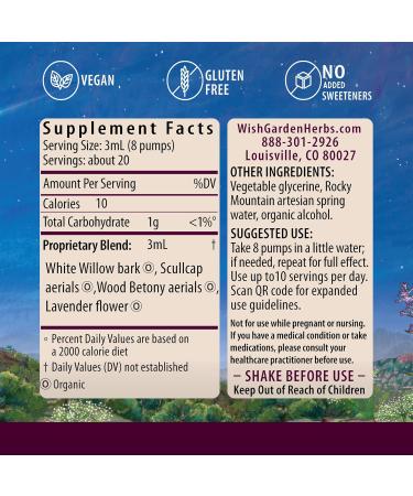 Buy WishGarden Herbs Cranial Comfort - Plant-Based Herbal Supplement for Head Neck & Shoulder Relief with White Willow Bark Lavender & Skullcap - 2oz Pump - Buy Online on GoSupps.com