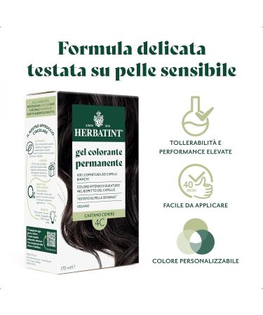  Herbatint Herbatint Permanent Hair Colour Gel 4C Ash Brown - 170ml | Ammonia-Free 100% White Hair Coverage | for Sensitive Skin with 8 Organic Natural Extracts - Buy Online on GoSupps.com