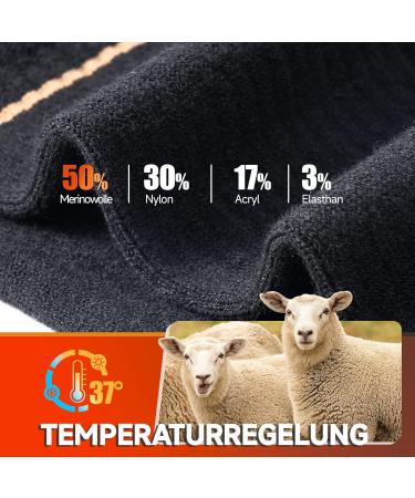Alaplus Merino Thermal Socks for Men | 3 Pairs of Warm Breathable Hiking & Running Socks | Comfort Padded Winter Sports Socks in Black (Size 43-46) - Australia - Buy Online on GoSupps.com