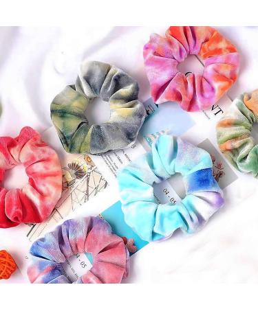 IVARYSS Tie Dye Velvet Scrunchies 12 Pcs Set - Cute Rainbow Ponytail Holders for Girls and Women - Buy Online on GoSupps.com