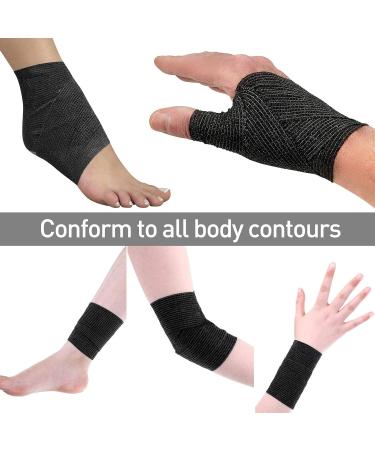 12 Pack Self Adherent Cohesive Wrap Bandages - 2 Wide 5 Yards - Elastic Self Adhesive Tape for All Sports | Breathable Wound First Aid Stretch Cover Tape - Black - Buy Online on GoSupps.com