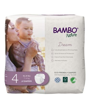 Bambo Nature Premium Eco-Friendly Baby Diapers (SIZES 1 TO 6 AVAILABLE), Size 4, 27 Count- Pack of 6 Size 4 (162 Count) 162