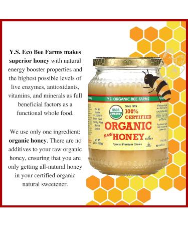 Y.S. Organic Bee Farms 100% Certified Y.S. Organic Raw Honey Unpasteurized Unfiltered Fresh Raw State Kosher Pure Natural Healthy Safe Gluten Free Harvested with Extreme Care 2 Lb (4) - Buy Online on GoSupps.com