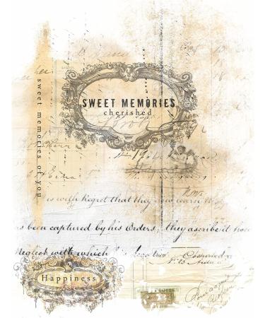 Script Pieces Overlay Rice Paper  8 x 10.5 inch - 6 x Different Printed Mulberry Paper Images 30gsm Visible Fibres for Decoupage Crafts Mixed Media Collage Art - Buy Online on GoSupps.com