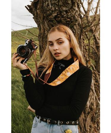 Art Tribute Spring Blossom Flowers Camera Shoulder Strap Belt - Vibrant Design Universal DSLR Strap - Mustard Flowers - Best Gift for Men & Women Photographers - Buy Online on GoSupps.com