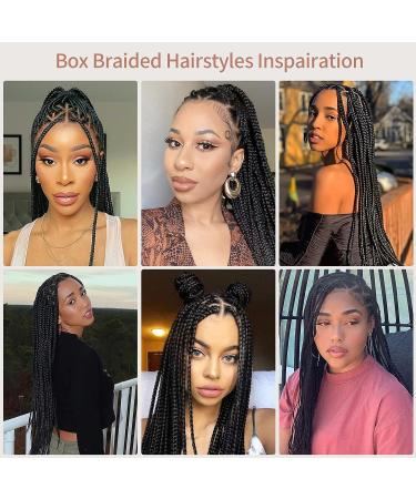 Lexqui 36'' Triangle Knotless Box Braided Full Lace Front Wig with Baby Hair - Synthetic Natural Looking Cornrow Braids Wig for Women (Black) - Buy Online on GoSupps.com