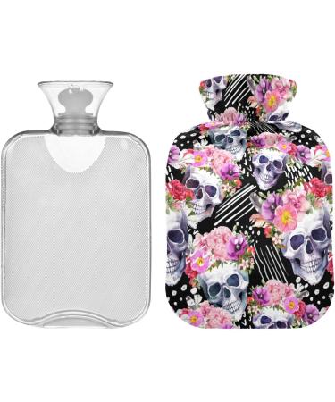 Hot Water Bottles with Skulls & Flowers Cover | 2L Pain Relief for Women Girls & Children | International Shipping - Buy Online on GoSupps.com