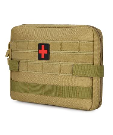 HuntVP Tactical empty first aid bag with red cross patch 1000d molle Pouch emergency bag militarily waterproof for camping outdoor type 3 brown