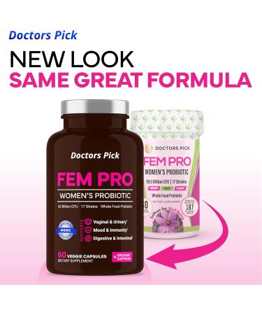 Doctors Pick Womens Probiotics Vaginal Probiotic & Mood 2 Month Supply - Supports Vaginal & Urinary Health Yeast Infection & Bacterial Vaginosis Probiotic Immune Health Vegan - Organic - Buy Online on GoSupps.com