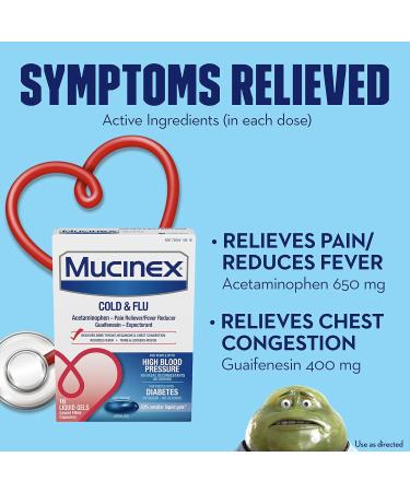 Mucinex Cold & Flu High Blood Pressure Liquid Gels 16 ct - Fast Relief - Buy Online on GoSupps.com