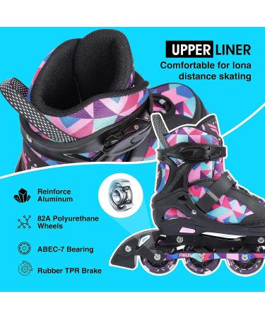 FIHUNY Adjustable Inline Skates for Kids and Adults with Light Up Wheels Roller Blades Skates for Girls and Boys Women C pink Large-Youth & Adult(4-7 US) - Buy Online on GoSupps.com