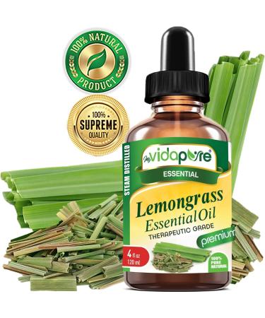 myVidaPure Lemongrass Essential Oil 100% Pure Natural Undiluted 4 fl oz- 120 ml for Beauty Skin Hair Aromatherapy Soaps Candles Reed Diffusers Perfume - Buy Online on GoSupps.com
