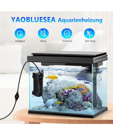 Yaobluesea 25W Aquarium Heater with LED Temperature Display - Ideal Thermostat for Small Aquariums Turtles & Betta Fish - Buy Online on GoSupps.com