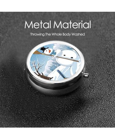 Christmas Printed Mini Round Pill Box | 3 Compartment Portable Pill Organizer for Travel Home & Office Use - Buy Online on GoSupps.com