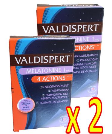 VALDISPERT - 4 ACTIONS - Melatonin 1 mg - 2 Months of Treatment - 2 Boxes of 30 Capsules - Buy Online on GoSupps.com