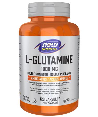 NOW Sports Nutrition L-Glutamine Double Strength 1 000 mg Amino Acid 120 Veg Capsules