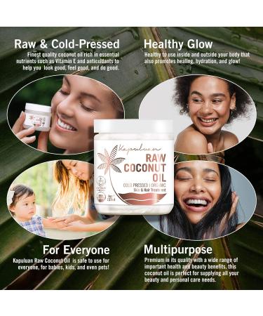 Organic Coconut Oil for Hair & Skin - Raw Extra Virgin, Cold Pressed with MCTs for Hair Growth - 8oz (Pack of 1) - Ideal for Body Care, Haircare, Babies, Dogs & Pets - Buy Online on GoSupps.com