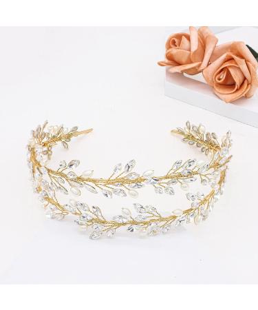 Oriamour Double Layer Bridal Crystal Headband - Gold Wedding Headpiece for Women - Buy Online on GoSupps.com