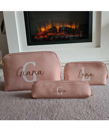Personalized Pink Cosmetic Bag with Initials - Custom Name Makeup Bag for Women | Perfect Gift Idea for Beauty Lovers - Buy Online on GoSupps.com
