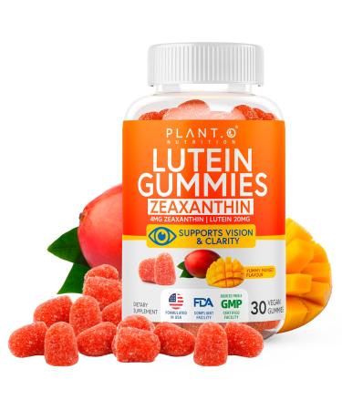Lutein & Zeaxanthin Gummies - Delicious Vegan Eye Health Vitamins Clinically Studied 20mg Lutein and Zeaxanthin for Vision Clarity Dry Eye Relief and Blue Light Support 30 Count (Pack of 1)