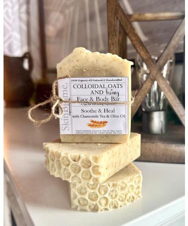 Organic Colloidal Oats & Honey Chamomile Bar Soap for Sensitive Skin - Healing Psoriasis, Eczema, Irritated Skin - Buy Online on GoSupps.com