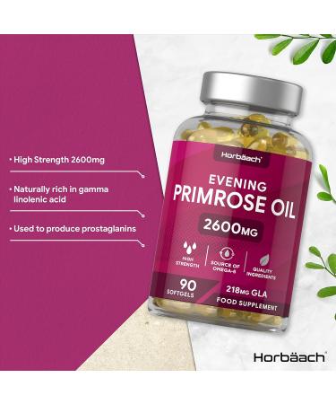 Evening Primrose Oil 2600mg | High Strength Omega 6 & GLA | 90 Softgels by Horbaach - Buy Online on GoSupps.com