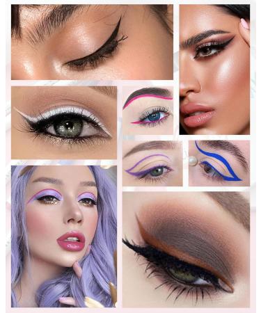 8Pcs Matte Colored Liquid Eyeliner Pen- Pink Purple Blue Green Black White Brown Longlasting Waterproof Rainbow Colorful Neon Eye liner Pencil Set Halloween Cosplay Party Makeup Gift for Women Girl 8 Pcs - Buy Online on GoSupps.com