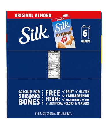 Silk Pure Almond Milk Original, 32 Fl Oz - Pack of 6 | Dairy-Free & Nutritious - Buy Online on GoSupps.com