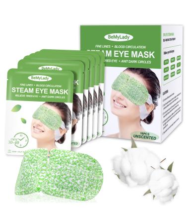 16 Packs Steam Eye Masks for Dry Eyes, SPA Warm Eye Mask, Relief Eye Fatigue Hot Sleep Eye Mask for Puffy Eyes Mask, Disposable Moist Heating Compress Pads for Sleeping- Unscented