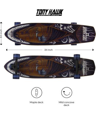 Tony Hawk 34 Complete Cruiser Skateboard | Shark Graphic Longboard for Travel, Sport & Entertainment - Buy Online on GoSupps.com