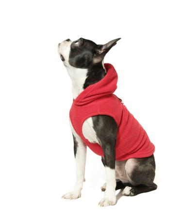 Gooby - Fleece Vest with Hood for Small Dogs Fleece Jacket with Leash Ring Red Size XS X-Small (Around 4-lb) red