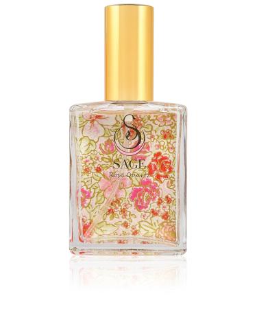 Rose Quartz Organic Perfume Spray by Sage- 2 oz Vegan & Cruelty-Free Floral Scent Rose Damask Honeysuckle Jasmine Rose Quartz 2 oz Eau de Toilette Spray