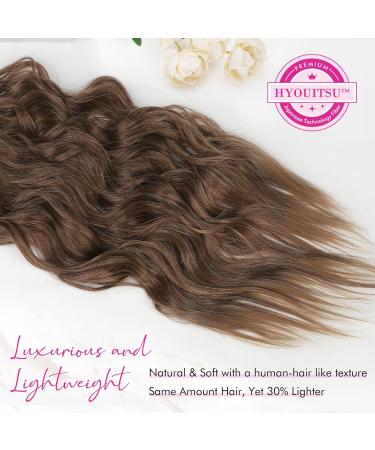 Reecho Clip In Hair Extensions - 4PC Medium Brown 60cm Thick & Natural Soft Beach Waves - Buy Online on GoSupps.com