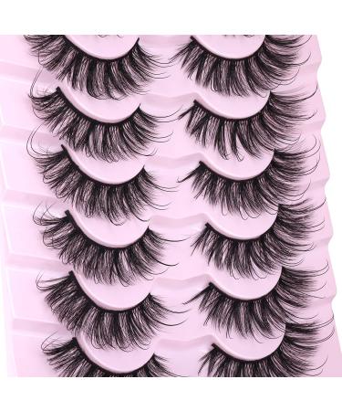 Dramatic Faux Mink Cat Eye Wispy False Lashes - Long Fluffy Fairy Strip Eyelashes Pack - Buy Online on GoSupps.com