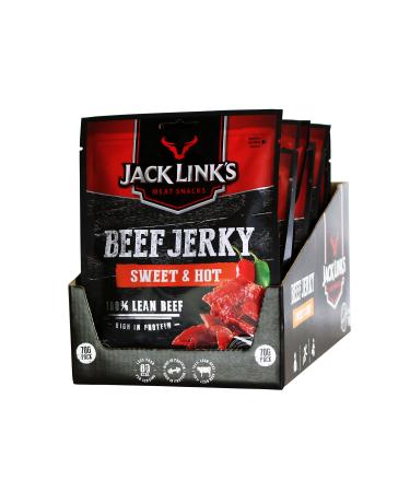 Jack Link's Beef Jerky Sweet & Hot - 12 Pack (12 x 70g) - High -quality meat snack - juicy sweet and spicy - high protein snack - ideal for on the go in the office or at Sport Sweet & Hot 70 G (12 Pack)
