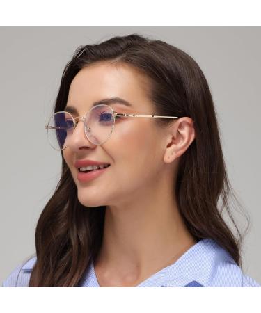 Buy Classic Round Metal Frame Retro Glasses - Flat Mirror Decorative Glasses with Clear Lenses - International Shipping - Buy Online on GoSupps.com