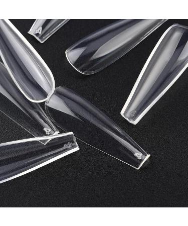500 PCS Ballerina Fake Nails - Acrylic Artificial Nail Tips Coffin Shape Long Clear Box 10 Sizes - Buy Online on GoSupps.com