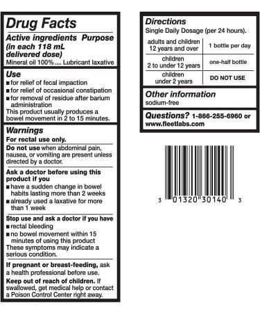 Fleet Laxative Mineral Oil Enema 4.5 Fl Oz - Pack of 12 | Gentle Relief for Constipation - Buy Online on GoSupps.com
