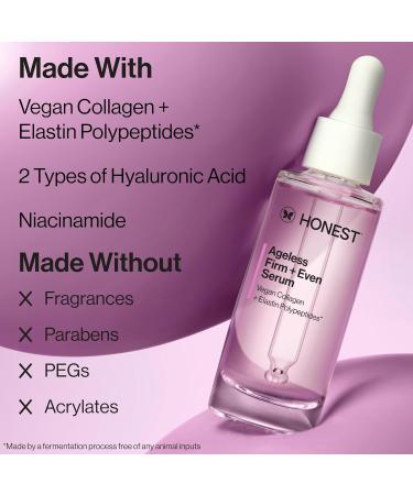 Honest Beauty Ageless Firm and Even Serum Powered by Vegan Collagen Elastin Polypeptides Firmer-Looking Skin Fragrance Free EWG Verified Cruelty-Free 1 fl oz Firming Serum 1 fl oz - Buy Online on GoSupps.com