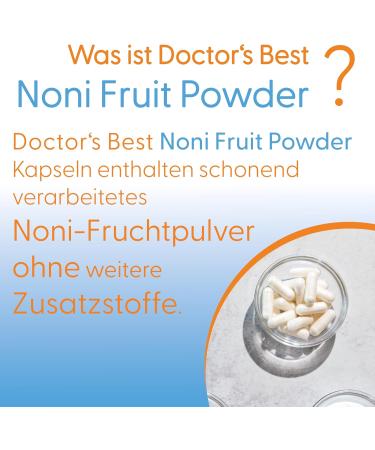 Doctors Best Noni Fruit Powder 650mg - 120 Vegan Capsules | Laboratory Tested Gluten Free Soy Free Vegetarian Supplements for Immune Support - Buy Online on GoSupps.com