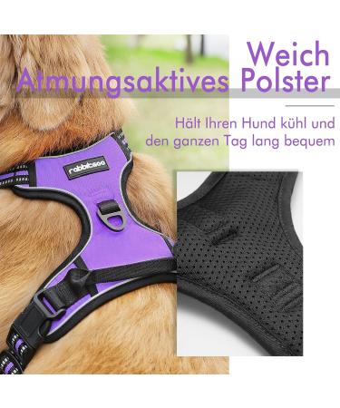 Rabbitgoo Medium Dog Harness - No Pull Adjustable Breathable with Reflex Stripes - Safe Control for Large Dogs - Purple (1 Pack) - Buy Online on GoSupps.com