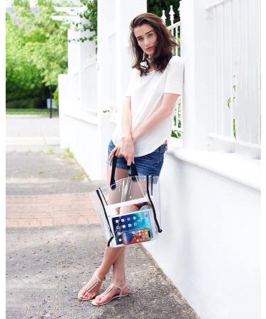 12 Pack Clear Stadium Approved Tote Bags with Handles - 12x12x6 Inch Transparent Plastic Bags for Work, Sports, Concerts - Buy Online on GoSupps.com